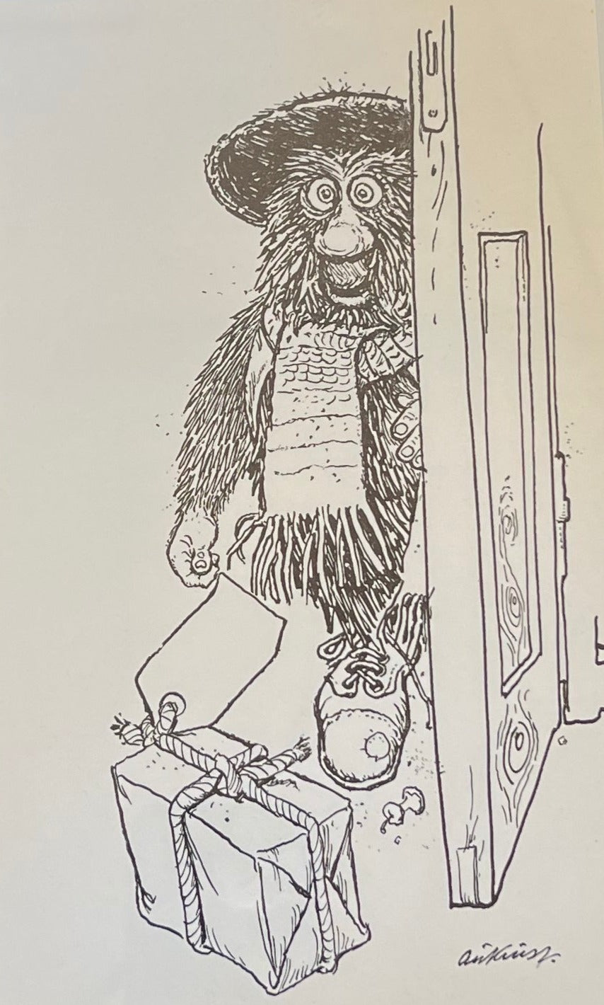 Ludvig med pakke - tegning