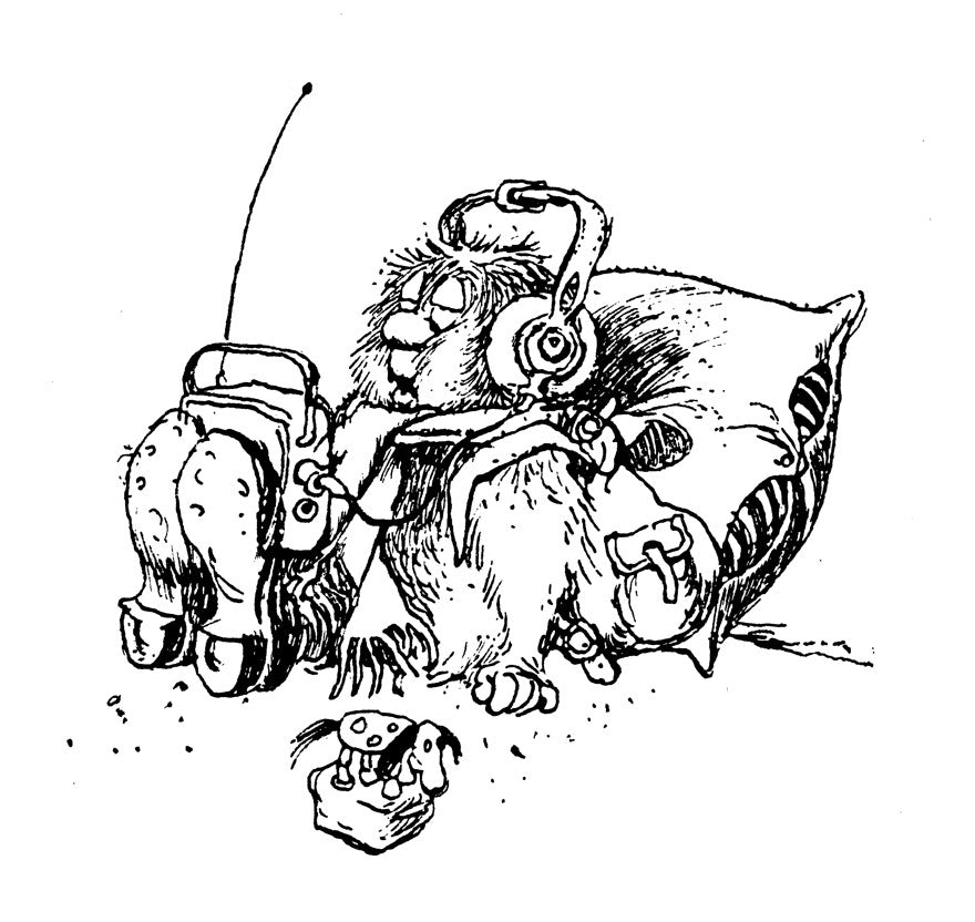 Ludvig hører på Skorgan - Tegning