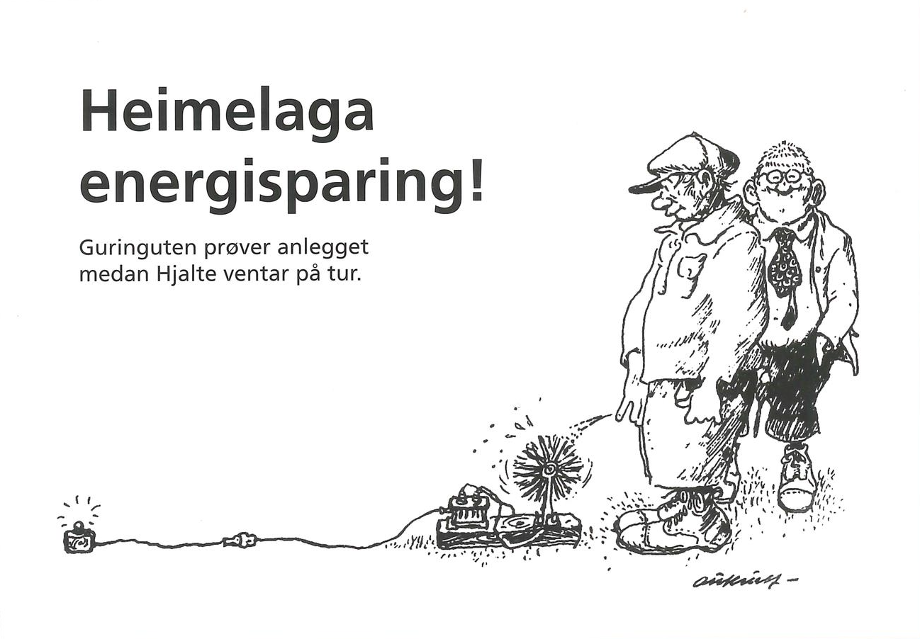 Svart-hvitt Postkort - Heimelaga energisparing