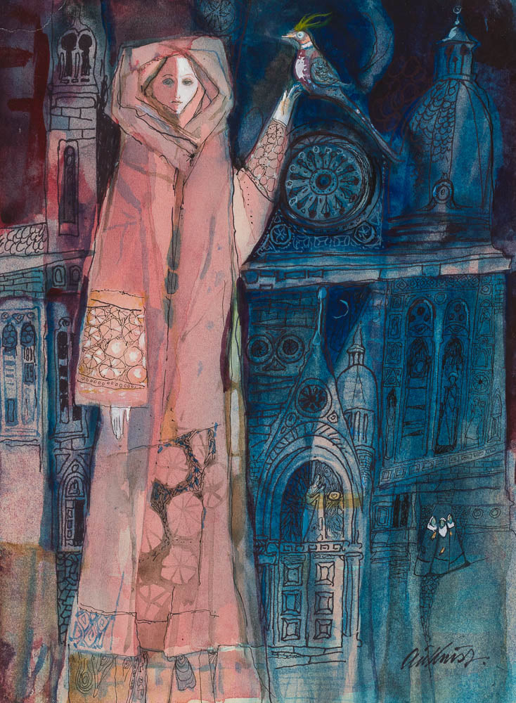 Rosa Madonna - Akvarell