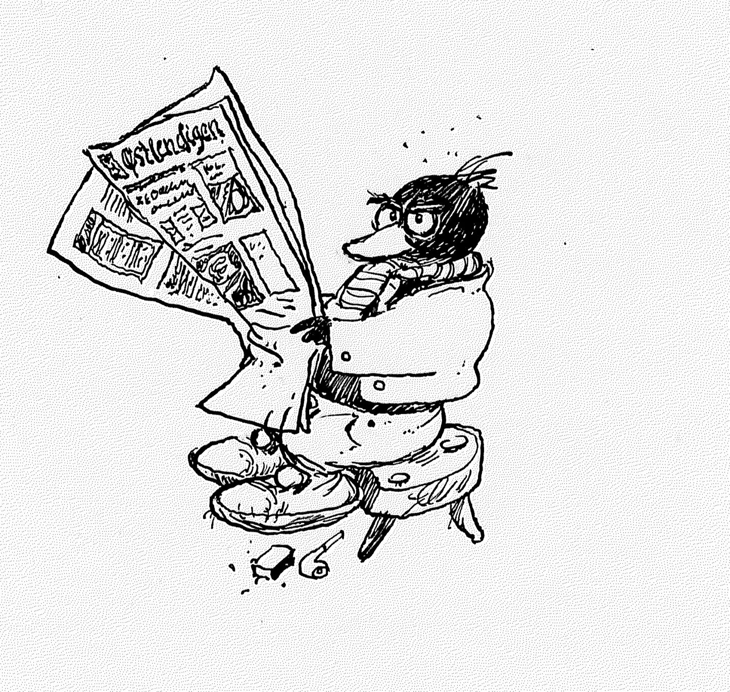 Solan leser Østlendingen - Tegning