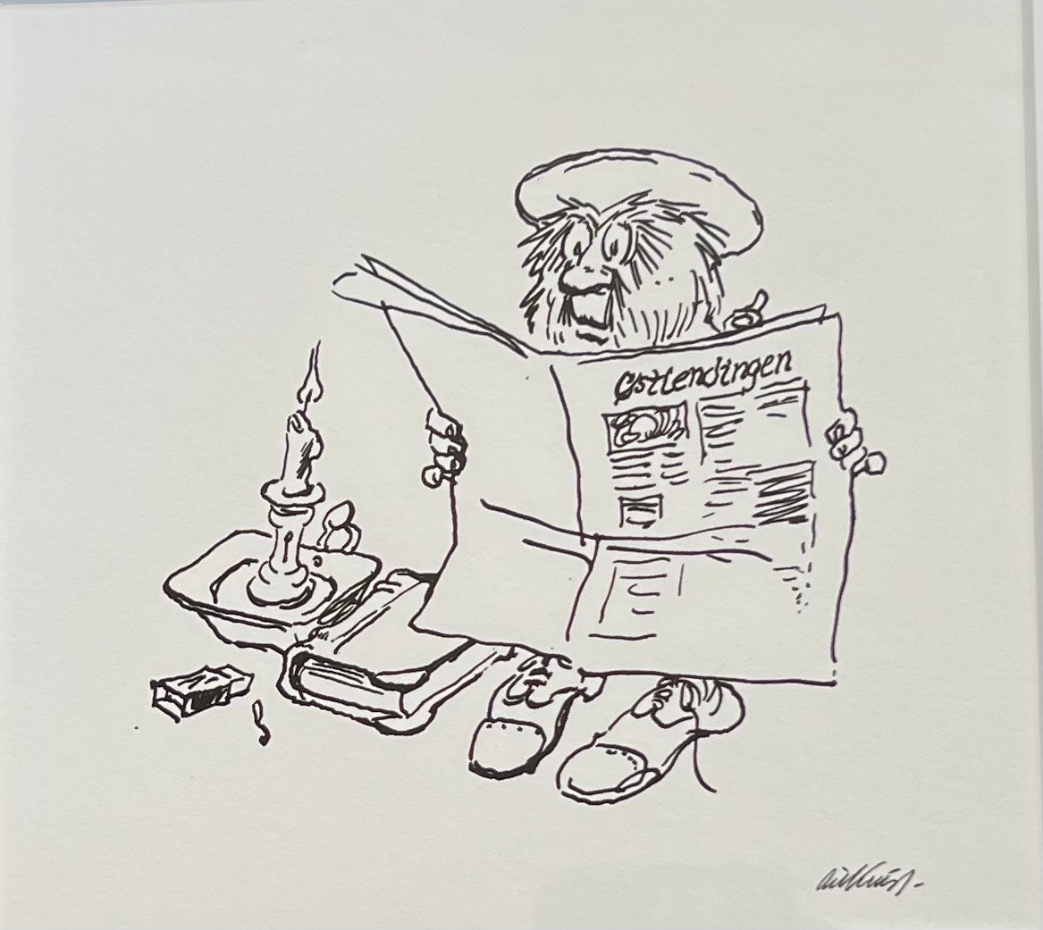 Ludvig leser Østlendingen - Tegning