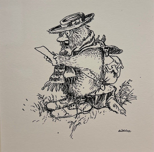 Ludvig leser brev - Tegning