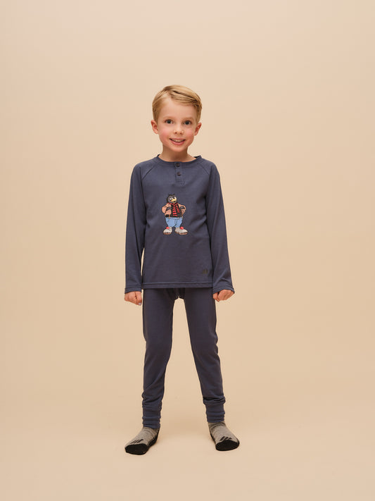 Flåklypa Tøften, bambus viskose pysjsett - Dark Denim