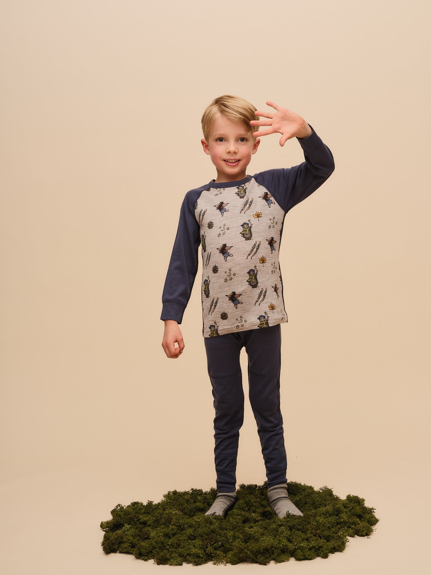 Flåklypa Månelyst, Merinoull sett - Dark Denim