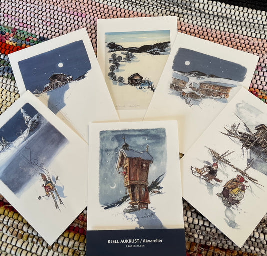 Postkortpakke - Akvareller 6 pk
