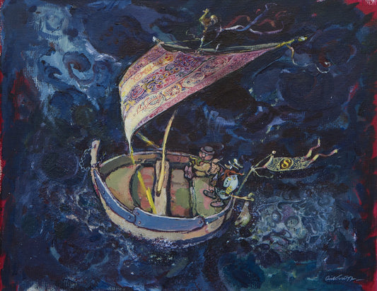 Solan fører sitt skip - Maleri